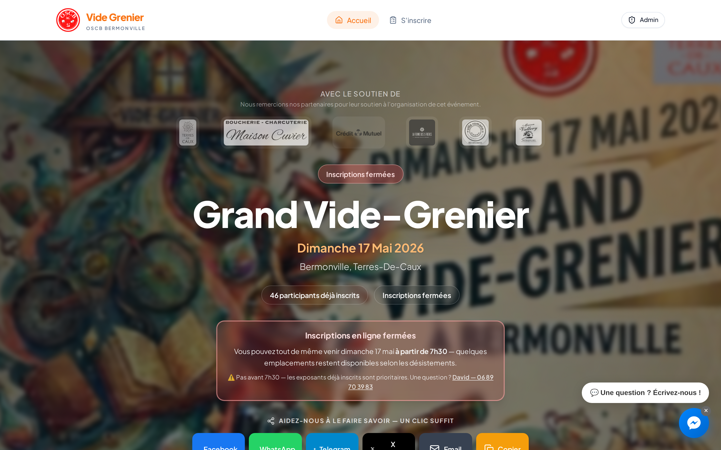 Capture d'écran du site de l'événement Grand Vide-Grenier de Bermonville